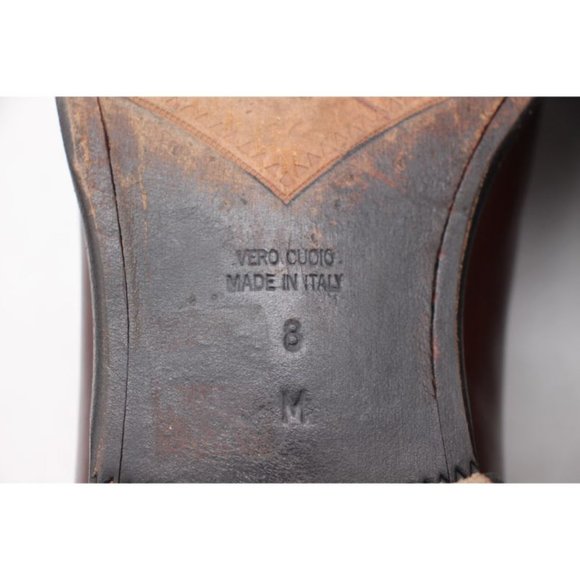 Barneys New York Men's Size 8 M Made in Italy Brown Leather Cap Toe Dress Shoes - Picture 3 of 11